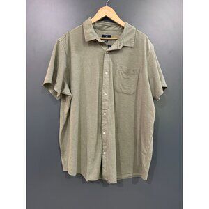NEW Mens Olive Green Button-Up Short Sleeve Shirt 2XL